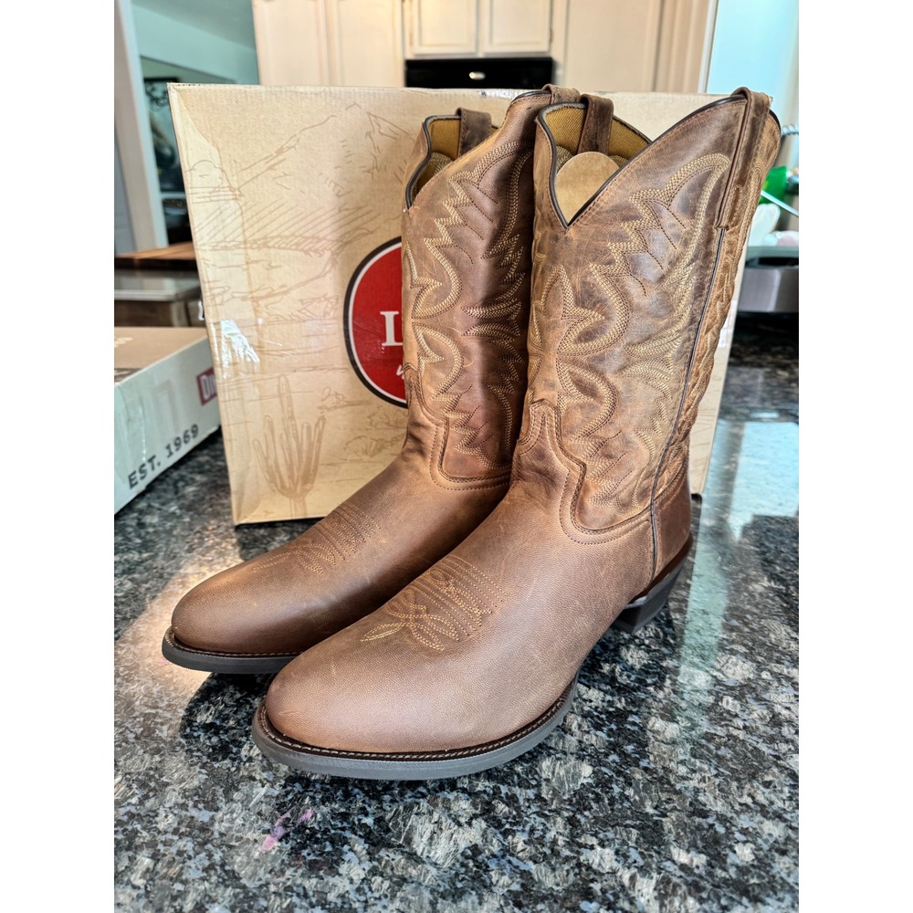 Laredo Mens 68452 Tan Distressed Leather Western Cowboy Boots R Toe Size 15 D